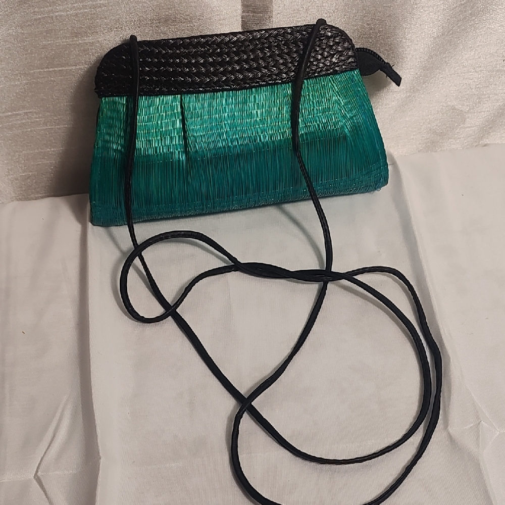 Elegant Black and Teal Hand Made Women's Bag